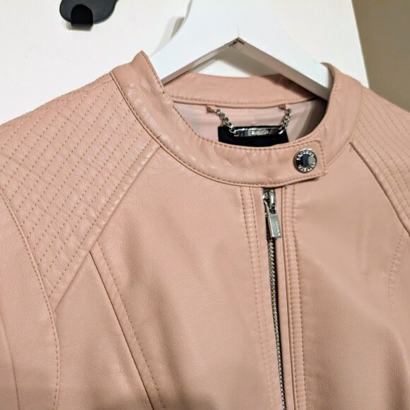 Express Pink Vegan Leather Moto Cafe Racer Quilted Jacket M NWOT - Picture 6 of 15